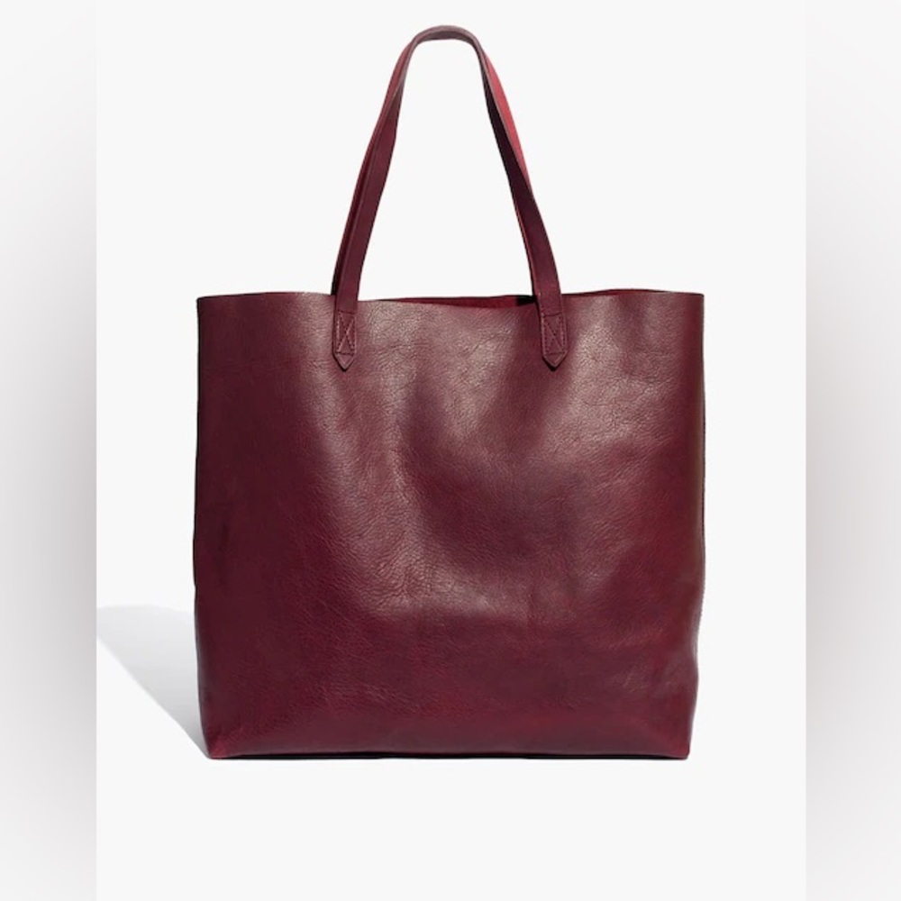 Madewell Maroon Leather Transport Tote